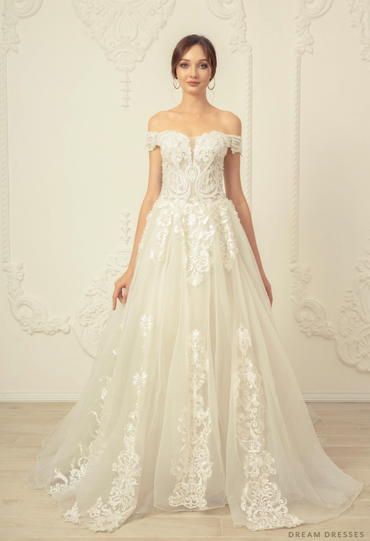 Off Shoulder A-line Wedding Dress (#Analia) - Dream Dresses by P.M.N.