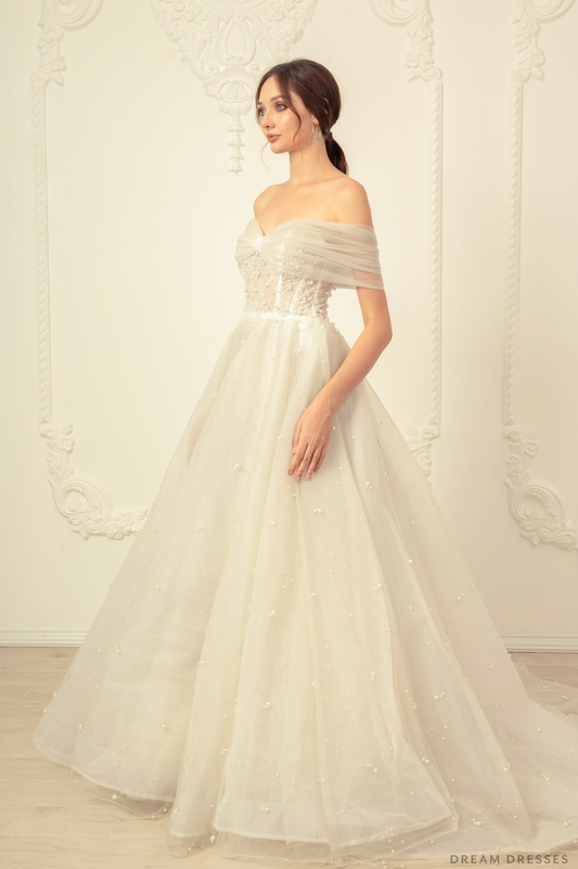 Off The Shoulder Ball Gown Wedding Dress (#Letizia) - Dream Dresses by P.M.N.