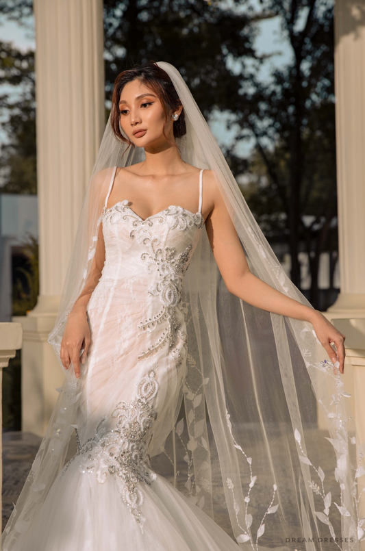 3D Embellished Wedding Veil (#KEISHA) - Dream Dresses by P.M.N.