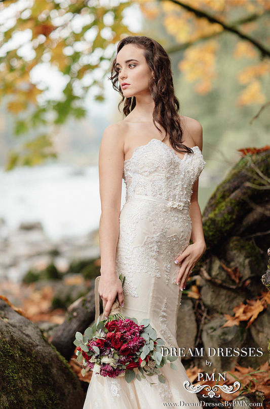 Blush Pink Strapless Mermaid Wedding Dress (#SS16102A) - Dream Dresses by P.M.N
- 1