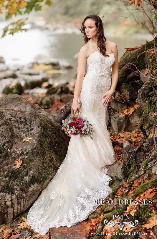 Blush Pink Strapless Mermaid Wedding Dress (#SS16102A) - Dream Dresses by P.M.N
- 1