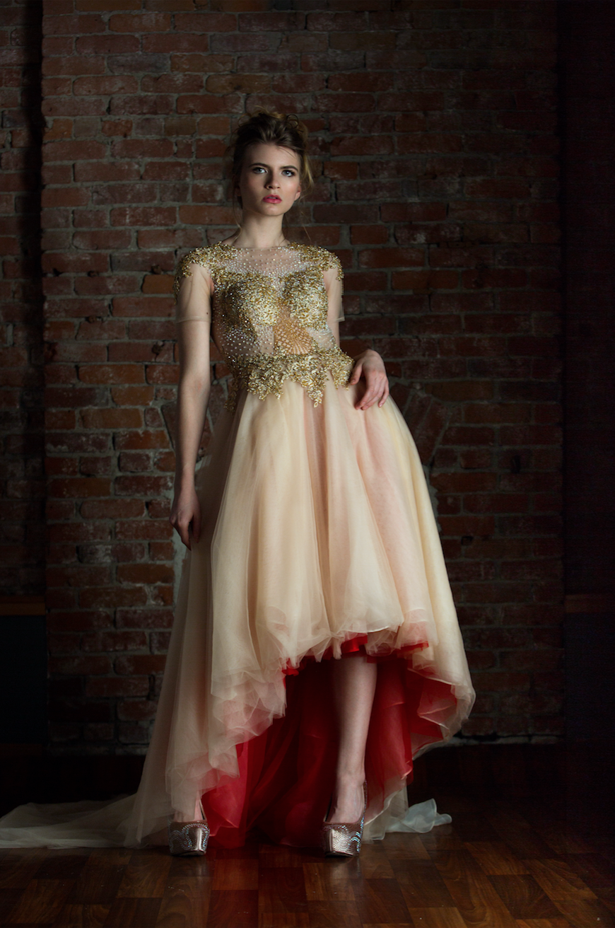 Gold and Red High Low Gown (#Amber)