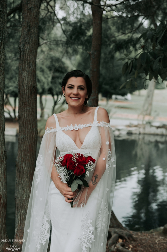 Off The Shoulder Bridal Cape (#SHIVA) - Dream Dresses by P.M.N.