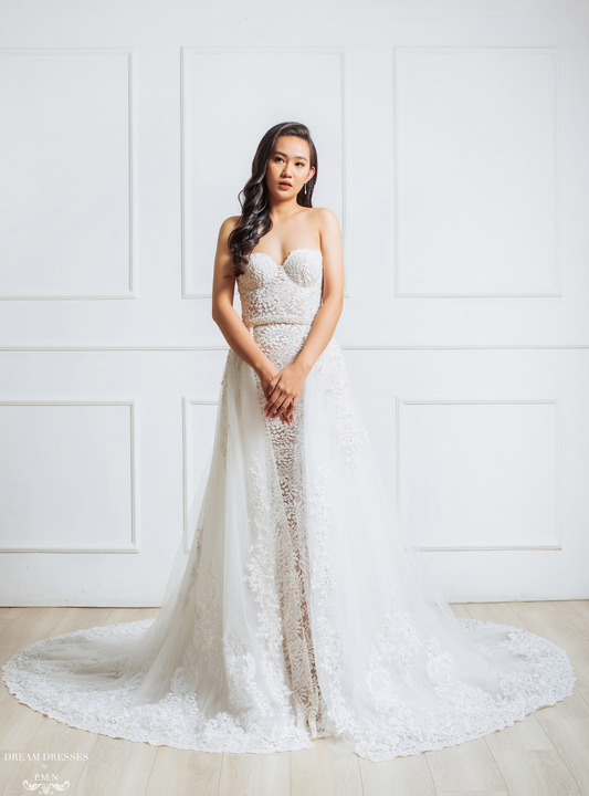 Embellished Detachable Bridal Overskirt (#Myra) - Dream Dresses by P.M.N.