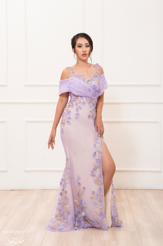 Purple Floral Embellished Gown (#Phoe) - Dream Dresses by P.M.N.