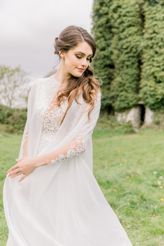 Chiffon Bridal Cape (#MAEVE) - Dream Dresses by P.M.N.