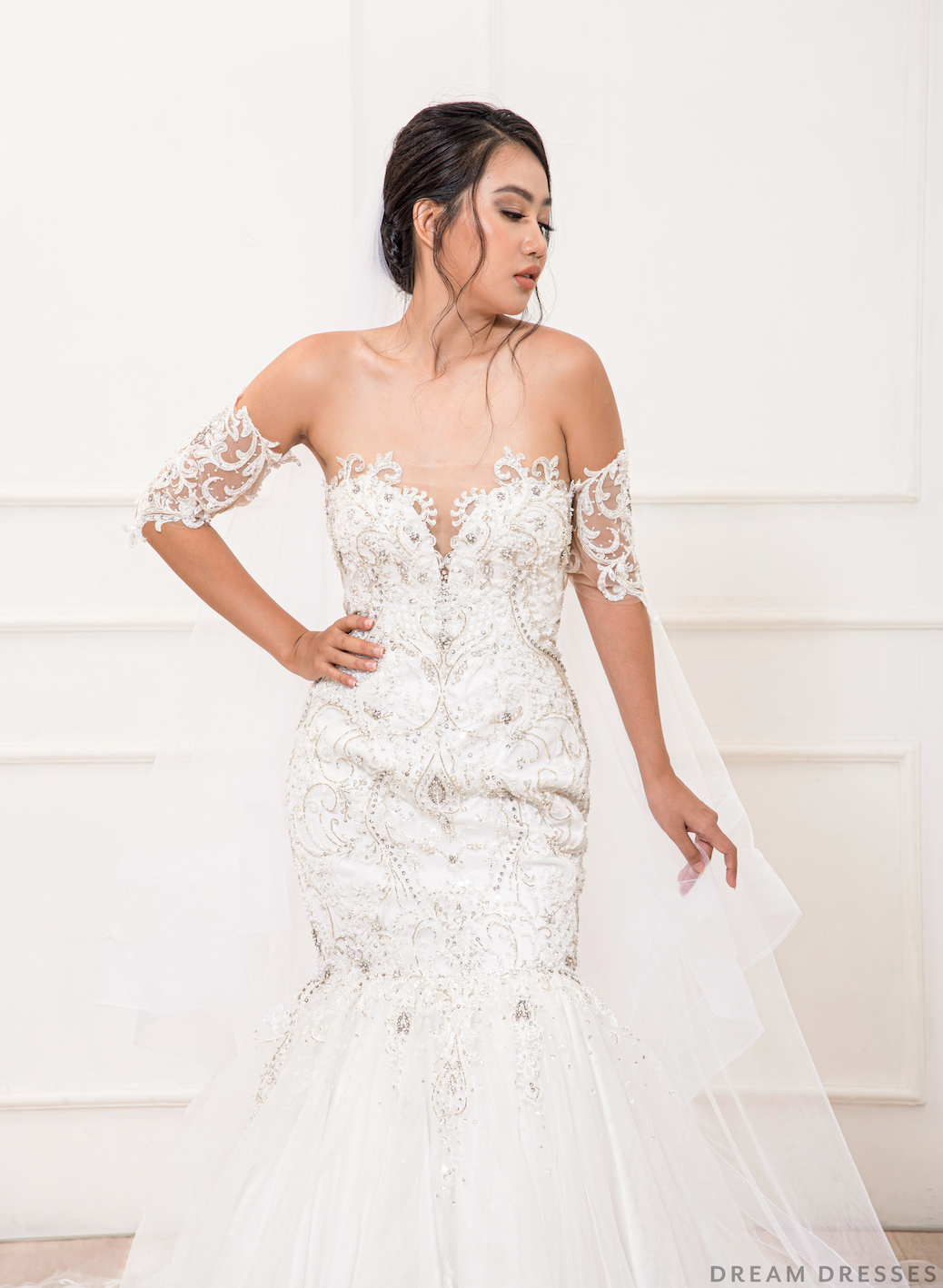 Mermaid Wedding Gown with Rhinestone Crystals (#Miranda)