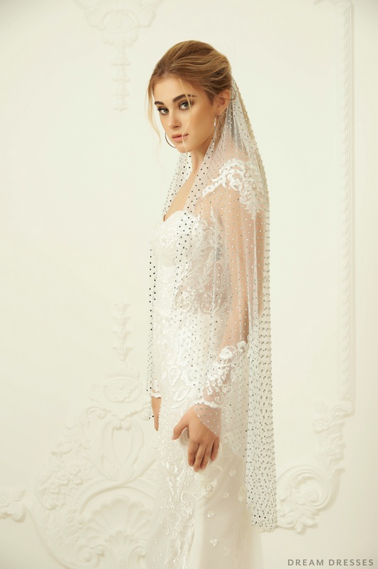 Wedding Veil With Crystals (#Roseta) - Dream Dresses by P.M.N.