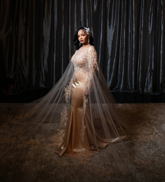 Lace Bridal Cape Veil (#BETHA) - Dream Dresses by P.M.N.