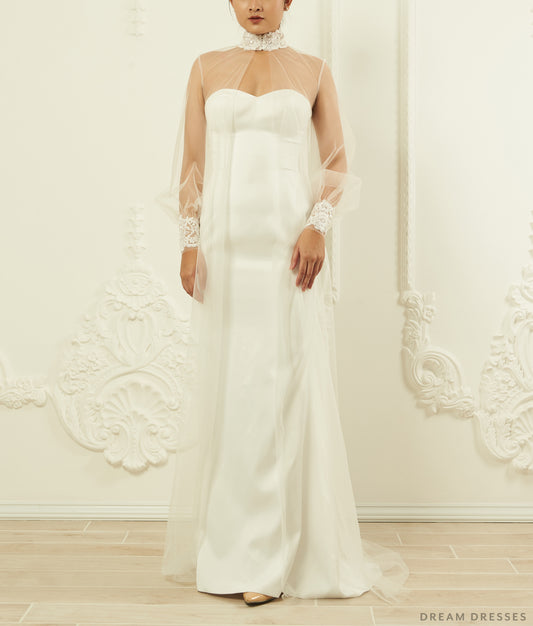 Long Sleeve Bridal Cape (#YARA) - Dream Dresses by P.M.N.