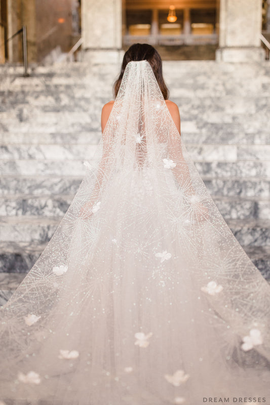 Sparkling Floral Veil (#Zena) - Dream Dresses by P.M.N.