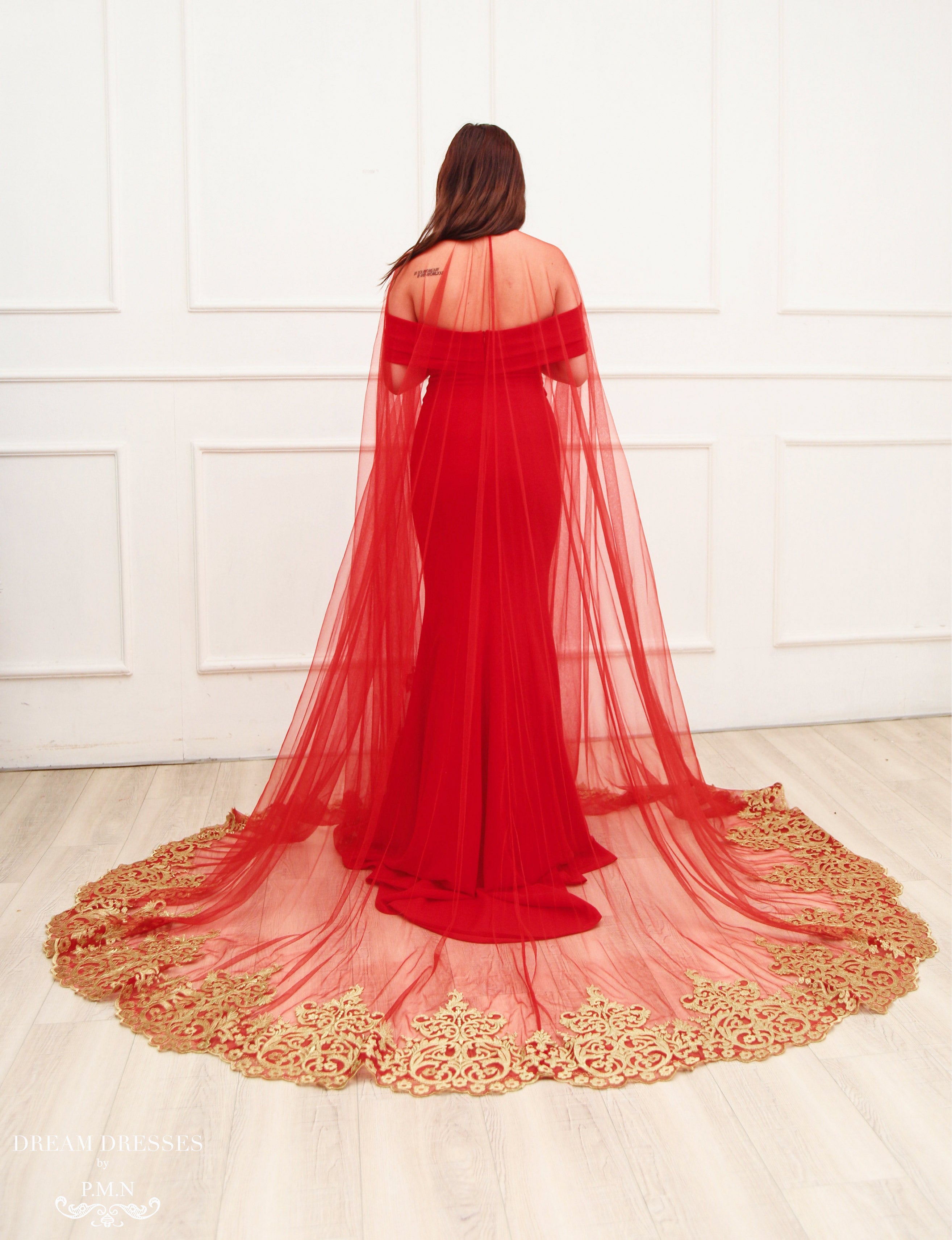 Bridal Cape Veil with Tall Collar (#CLARA)