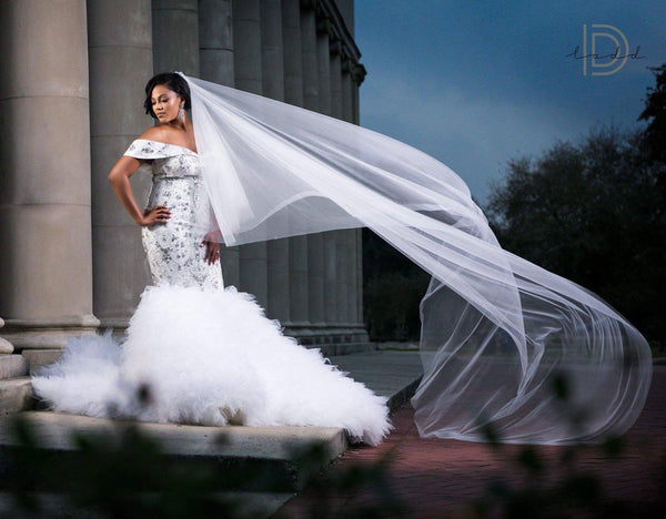 DreamDress By PMN Breshawn Rhinestones Mermaid Trumpet Wedding Dress Gown Fully Beaded Off Shoulder Sleeves Cathedral Train DreamDress By PMN Breshawn Rhinestones Mermaid Trumpet Wedding Dress Gown Fully Beaded Off Shoulder Sleeves Cathedral Train