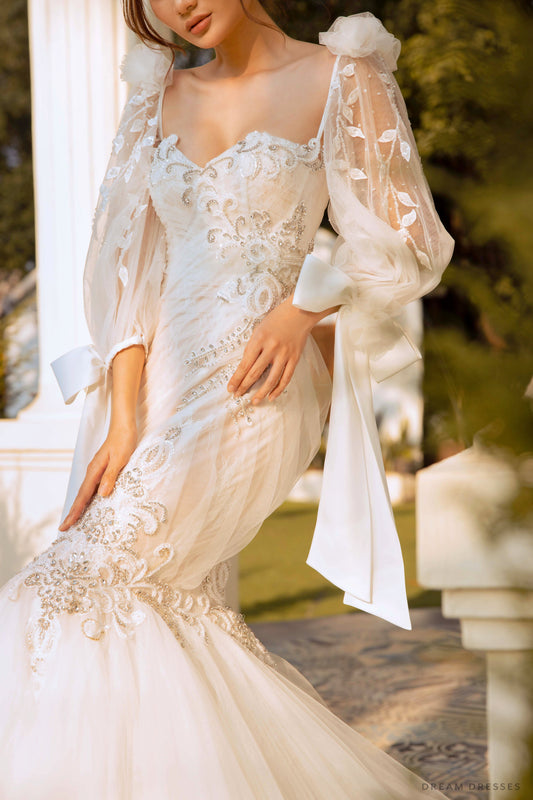 Embellished Detachable Bridal Long Sleeves (#MARSIA) - Dream Dresses by P.M.N.