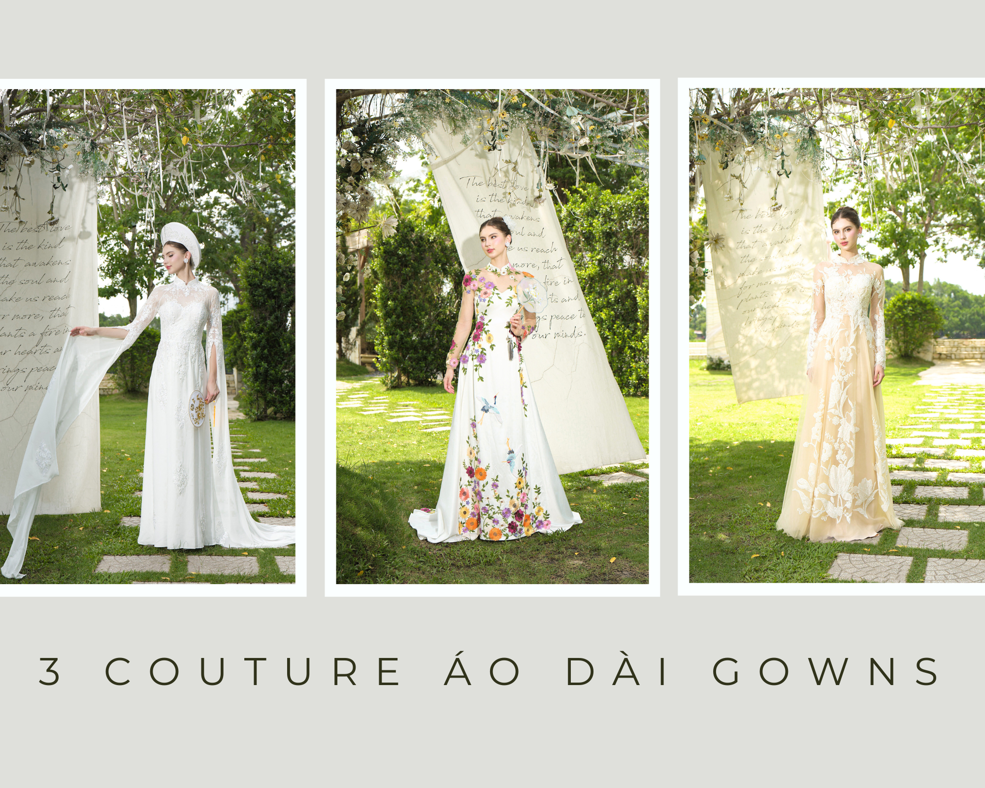 3 NEW COUTURE ÁO DÀI GOWNS WITH DISTINCTIVE STYLES