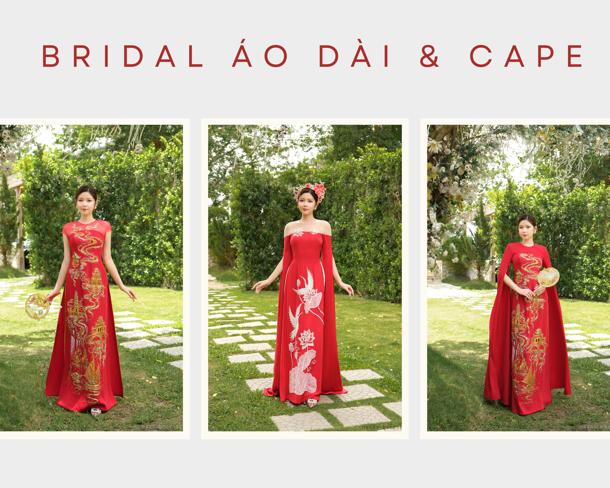 INTRODUCING OUR NEWEST RED BRIDAL ÁO DÀI & CAPE