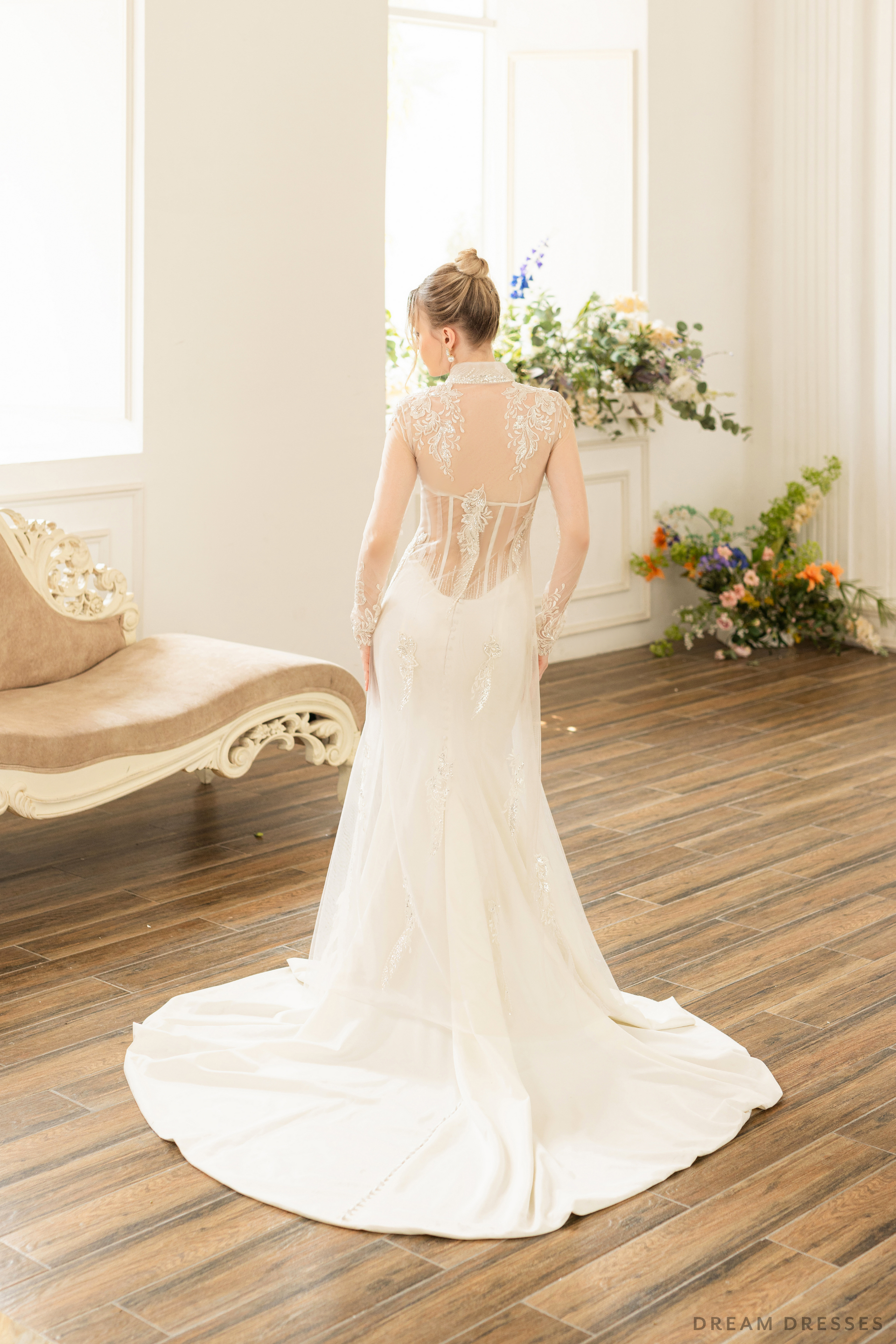 Long Sleeves Bridal Cape with Couture Lace (#SOPHIE) - Dream Dresses by P.M.N.