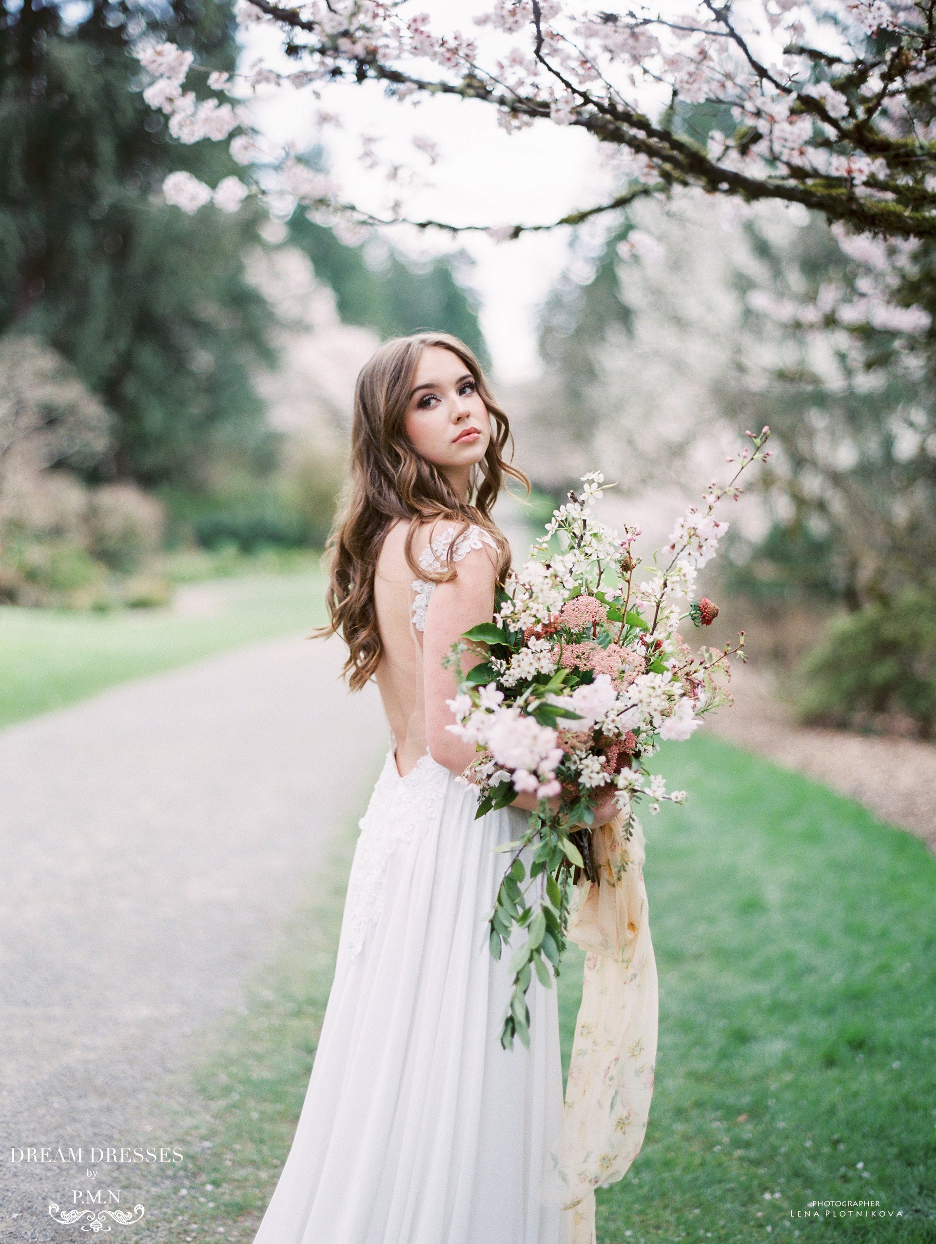 Lace and Chiffon Wedding Dress (#INAYA) - Dream Dresses by P.M.N.