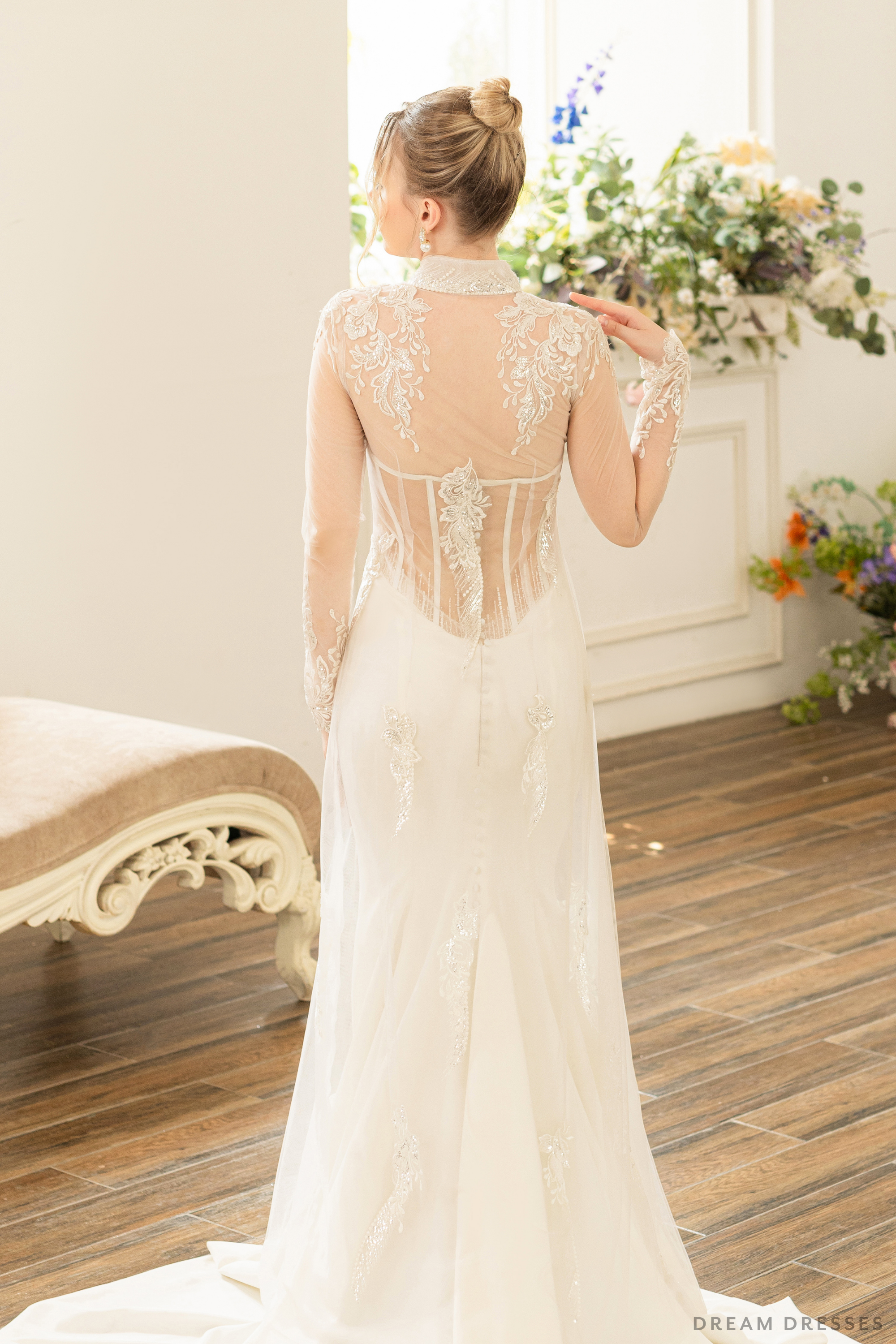 Long Sleeves Bridal Cape with Couture Lace (#SOPHIE)
