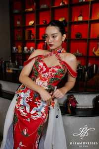 Sườn xám cô dâu hiện đại màu đỏ (#QIN)