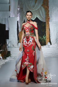 Sườn xám cô dâu hiện đại màu đỏ (#QIN)