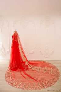 Red and Gold Ao Dai OverCoat | Traditional Vietnamese Bridal OverCoat (#TUEMINH) - Dream Dresses by P.M.N.