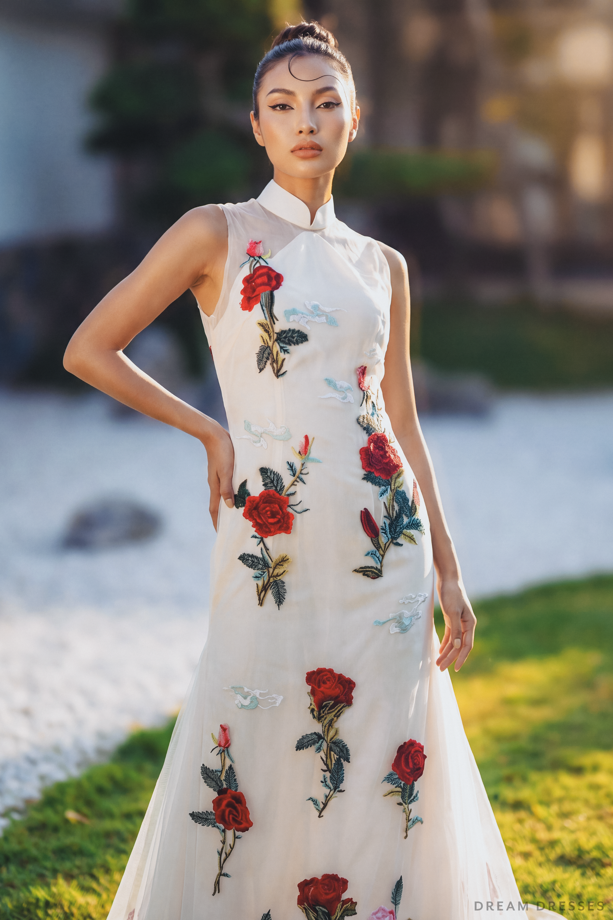White Bridal Cheongsam | Modern Cheongsam Bridal Dress (#ROSIA)