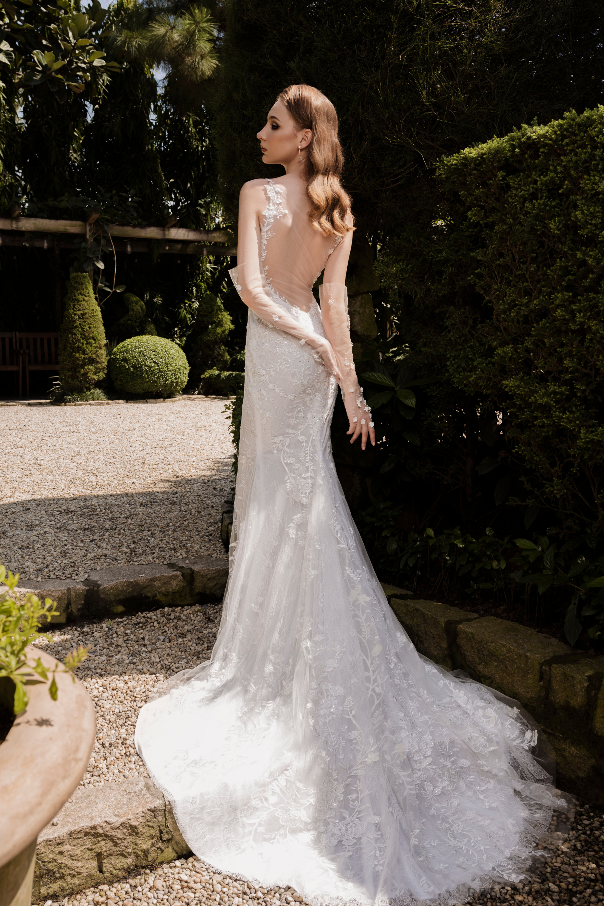 Couture Lace Wedding Dress with Detachable Sleeves (#CATELINE)