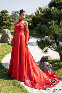 Red Modern Cheongsam Bridal Dress (#FANG)