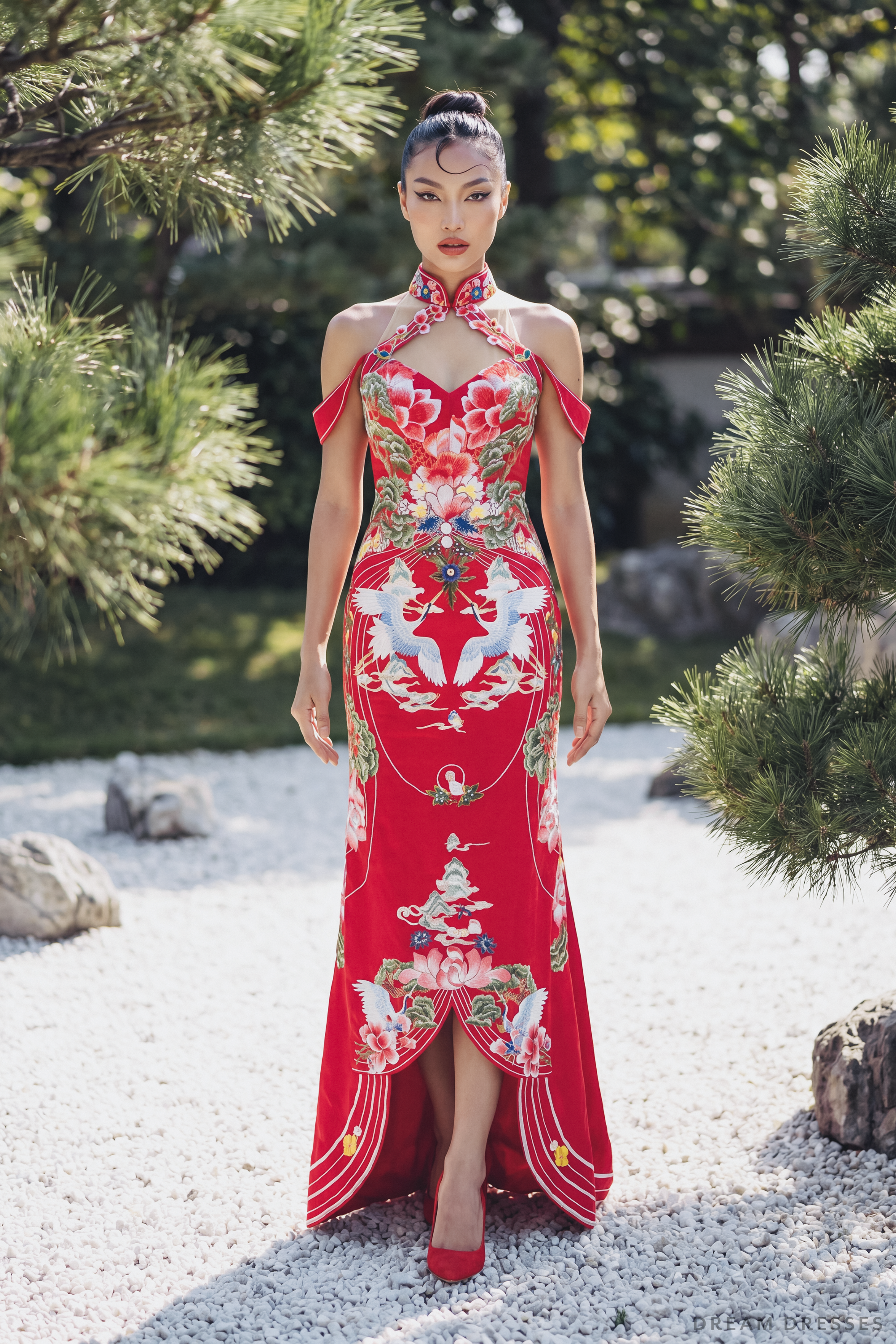 Chinese Cheongsam Wedding Dress | Red Modern Cheongsam Bridal Dress (#QIN)