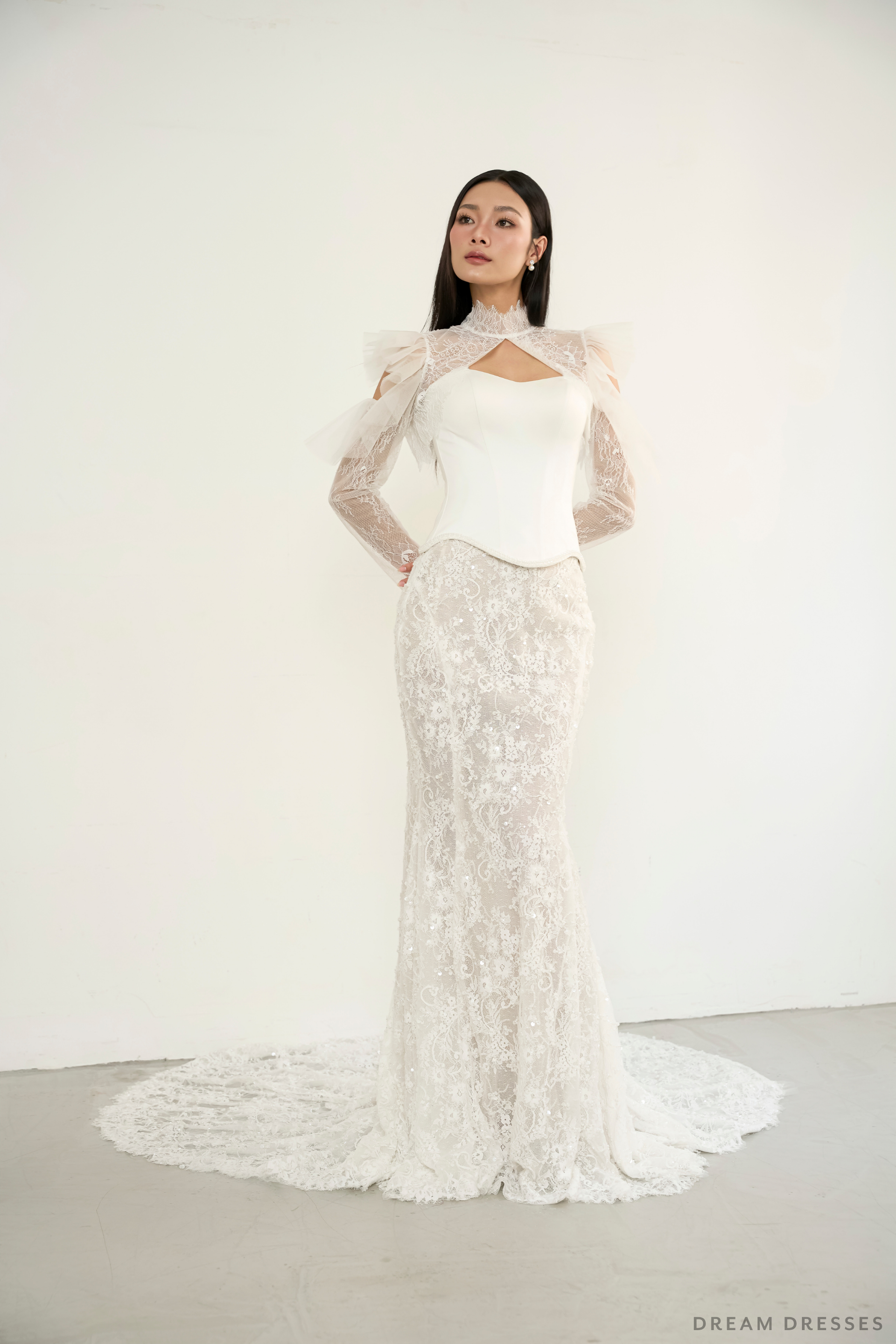 Chantilly Lace Bridal Dress Bolero (#NOIR) - Dream Dresses by P.M.N.
