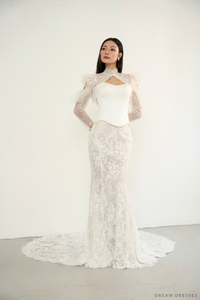 Chantilly Lace Bridal Dress Bolero (#NOIR) - Dream Dresses by P.M.N.