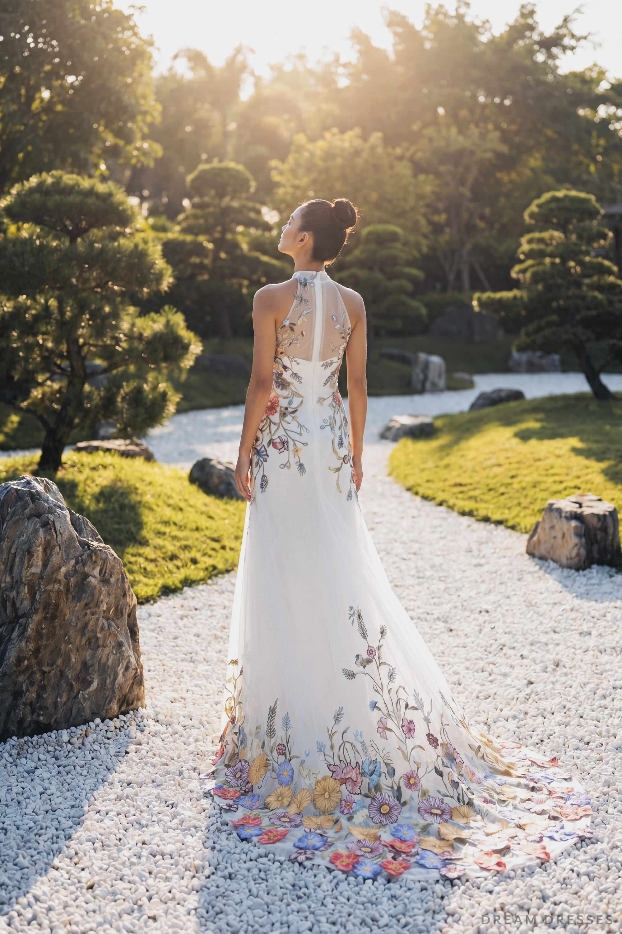 Modern Cheongsam-Inspired Bridal | Couture Lace Modern Cheongsam Bridal Dress (#YAO)