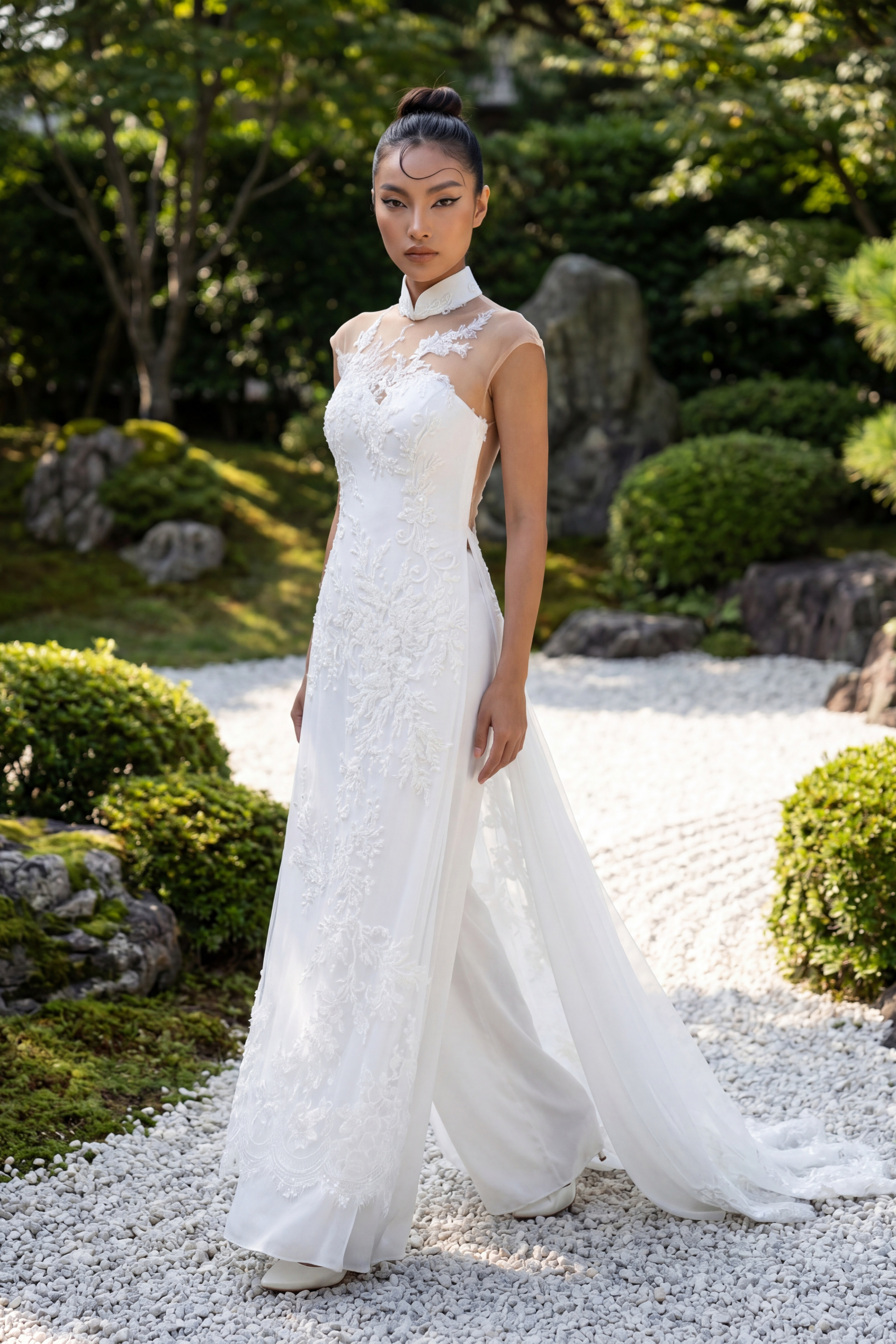 White Bridal Ao Dai | Modern Vietnamese Bridal Dress (#YING) - Dream Dresses by P.M.N.