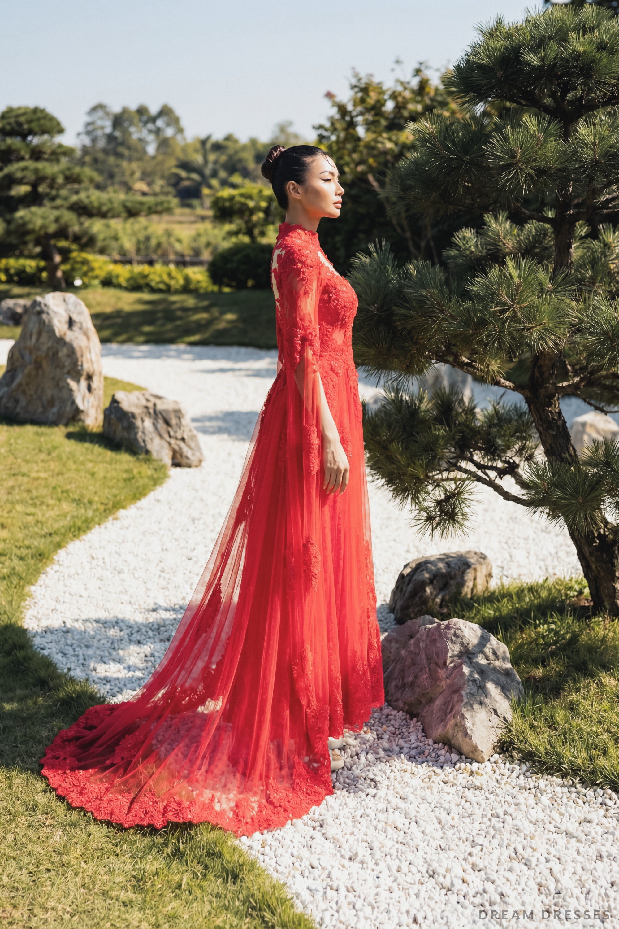 Red Bridal Ao Dai | Lace Vietnamese Bridal Dress (#HANLYN)