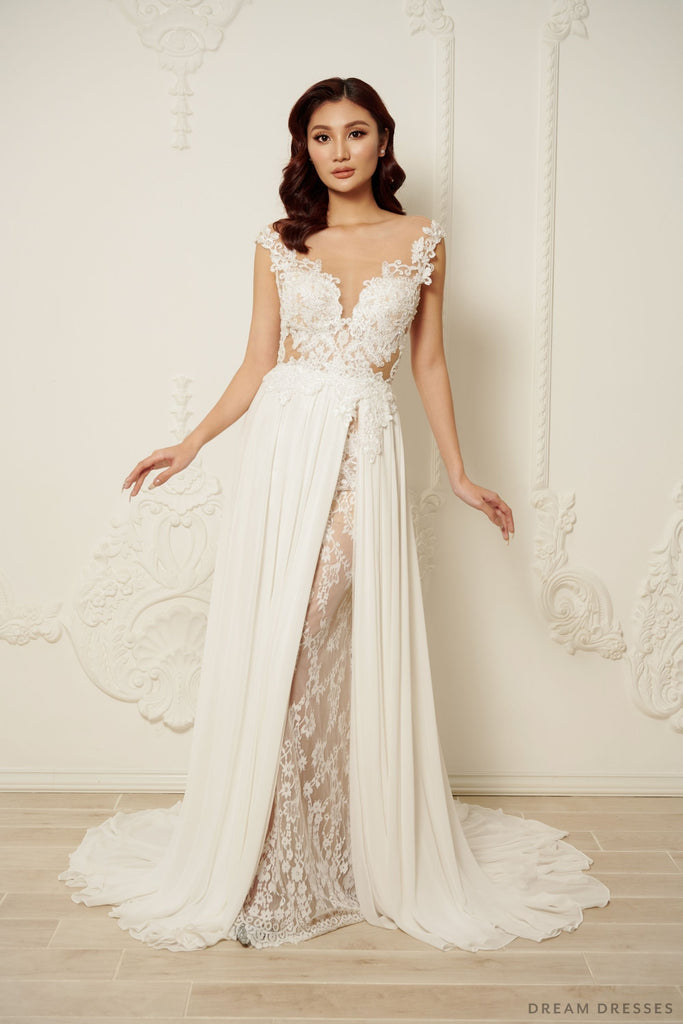 Illusion Neckline Ball Gown Wedding Dress (#VENEZIA)