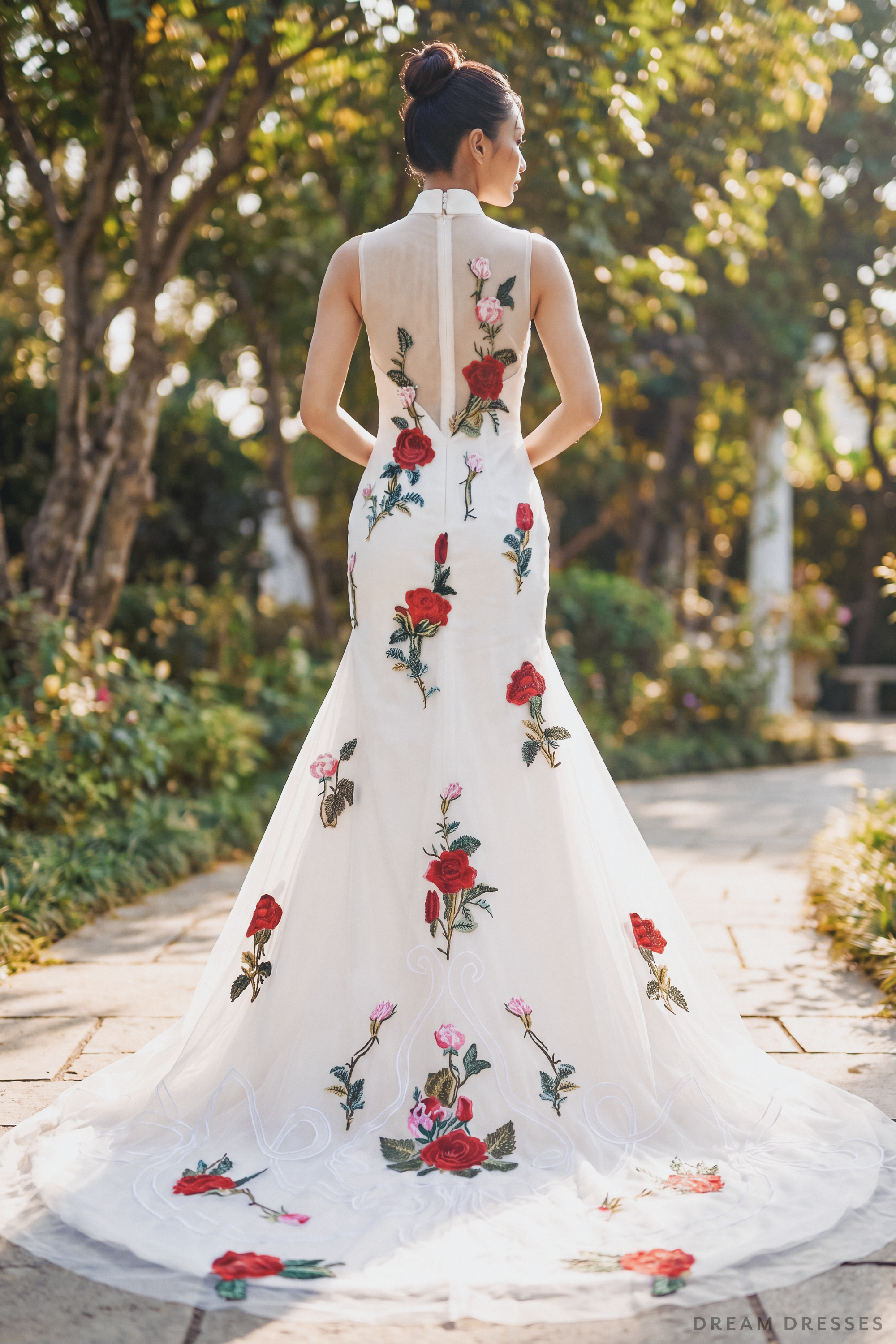 White Bridal Cheongsam | Modern Cheongsam Bridal Dress (#ROSIA)