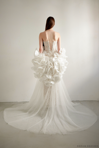 Haute Couture Wedding Cape with Flowers (#ORALIE) - Dream Dresses by P.M.N.