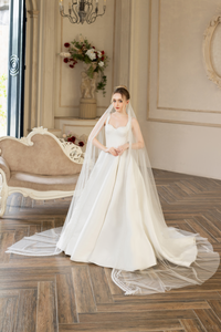 Cathedral Wedding Veil with Pearls (#QUEEN) - Dream Dresses by P.M.N.