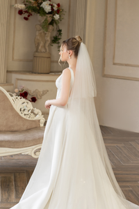 Couture Bridal Veil with Floral Lace (#DIANDRA) - Dream Dresses by P.M.N.