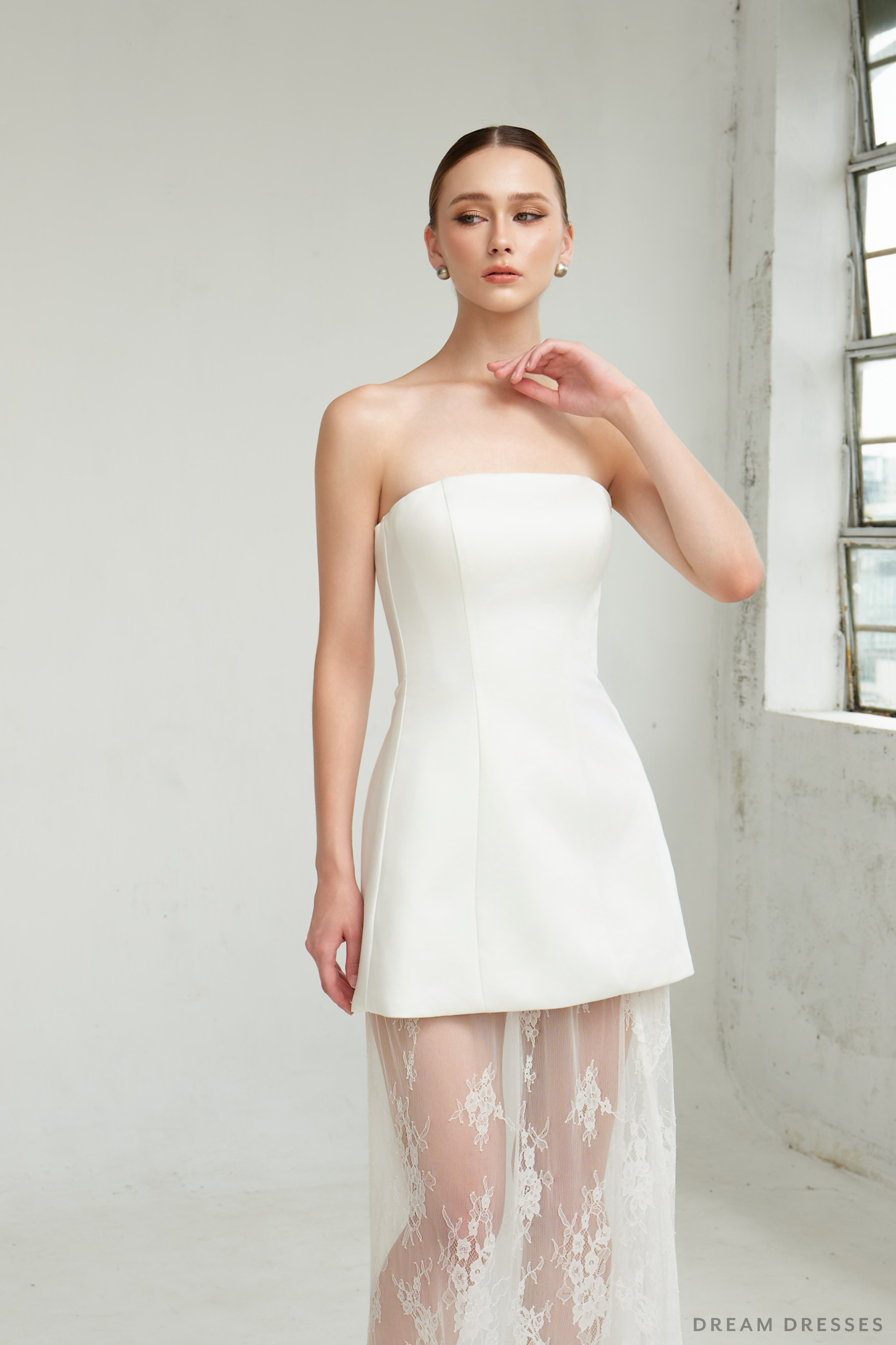 Mini Dress with Lace Skirt (#MEIYA)