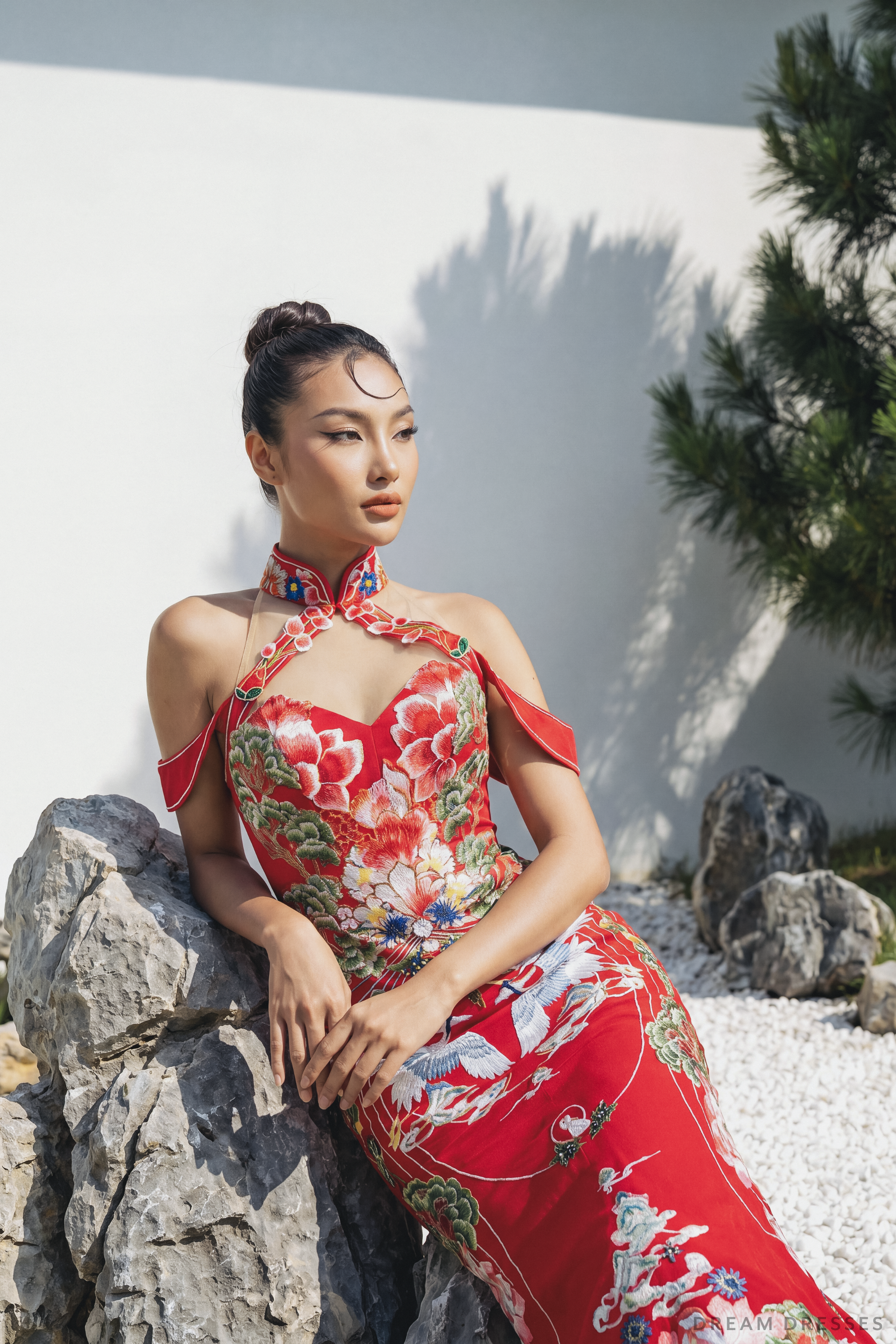 Chinese Cheongsam Wedding Dress | Red Modern Cheongsam Bridal Dress (#QIN)
