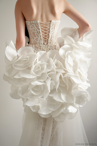 Haute Couture Wedding Cape with Flowers (#ORALIE) - Dream Dresses by P.M.N.