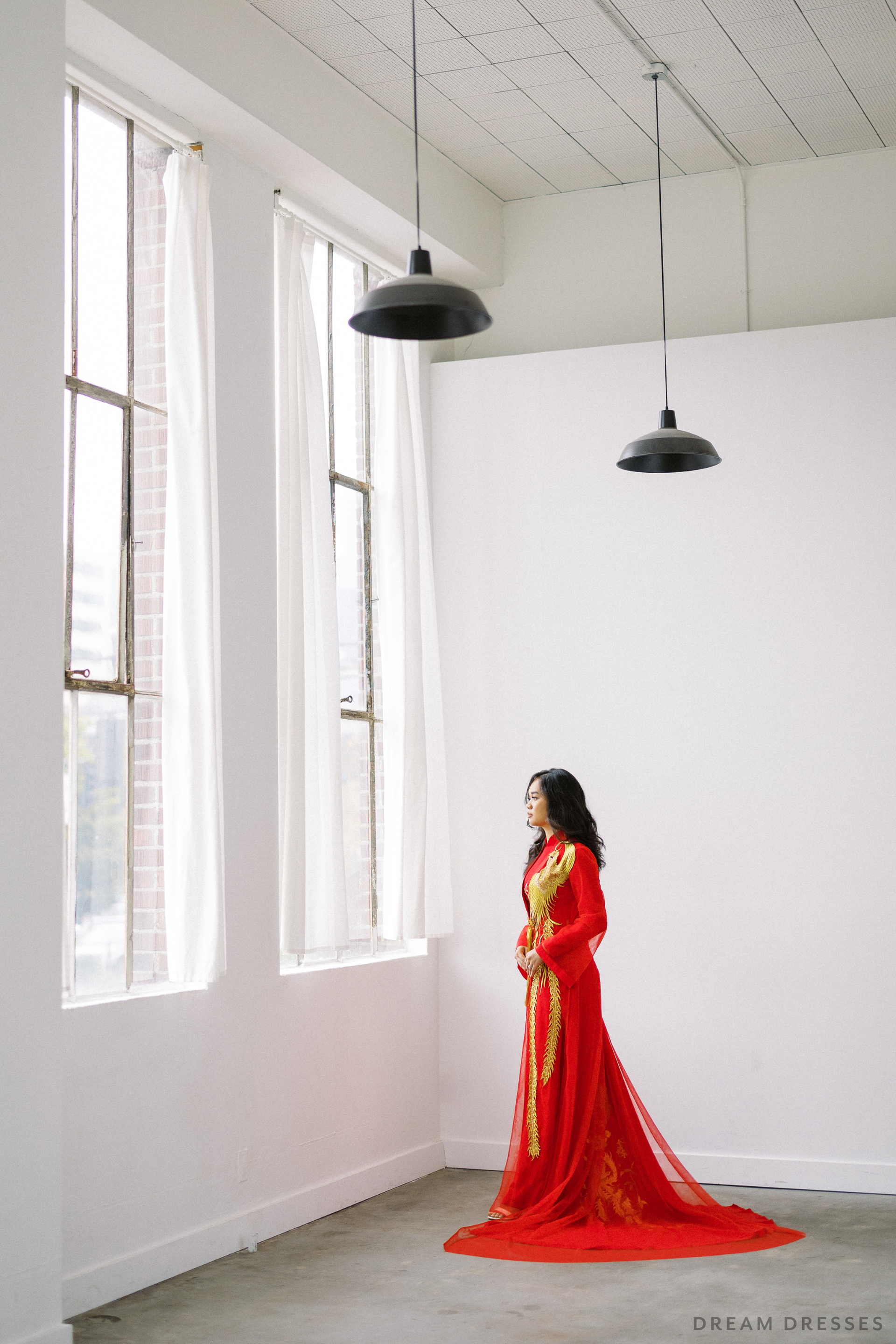 Red and Gold Ao Dai OverCoat | Traditional Vietnamese Bridal OverCoat  (#MYPHUONG) - Dream Dresses by P.M.N.