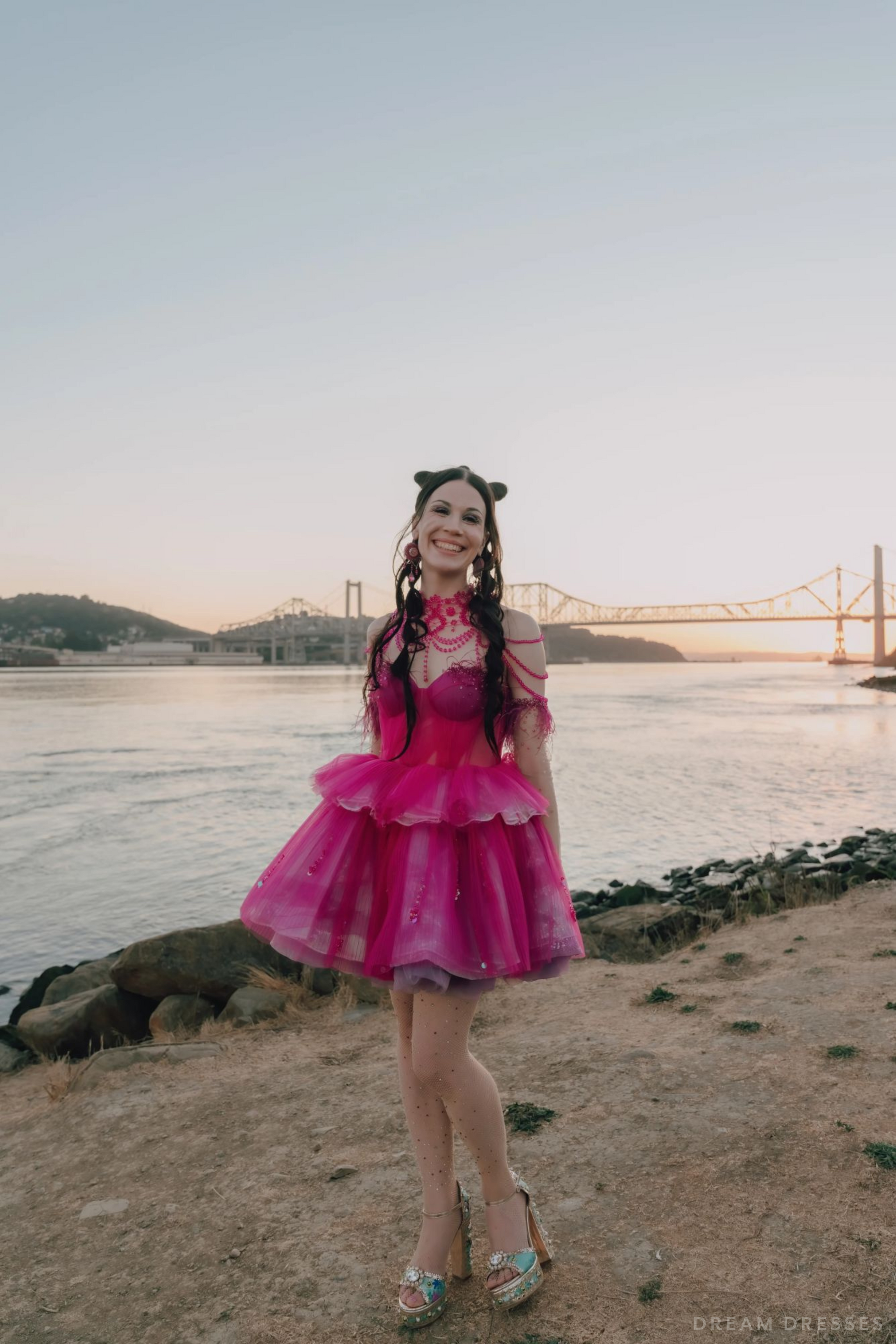 Pink Wedding Dress Ball Gown with Removable Skirt (#Maggie) - Dream Dresses by P.M.N.