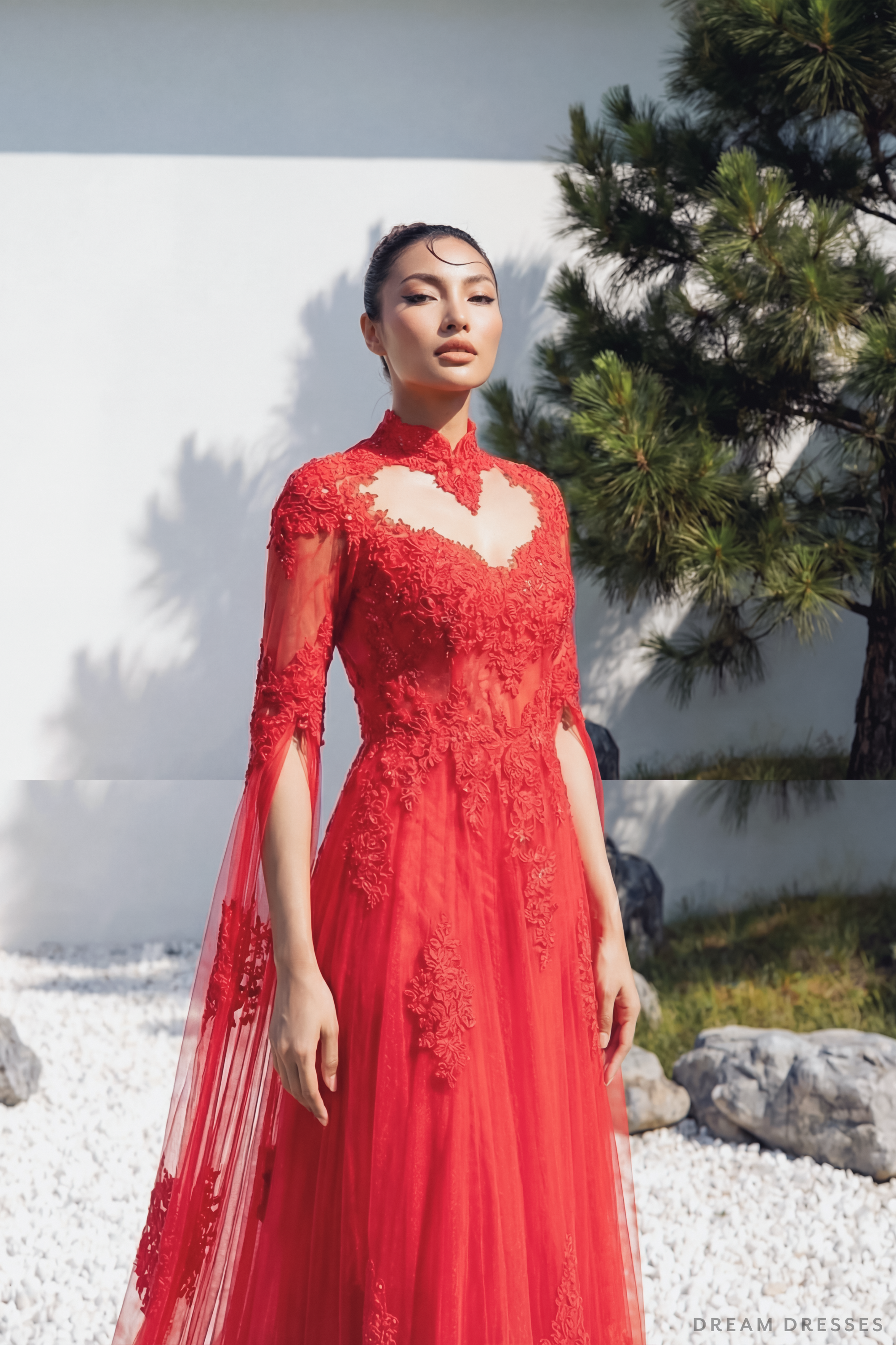 Red Bridal Ao Dai | Lace Vietnamese Bridal Dress (#HANLYN)