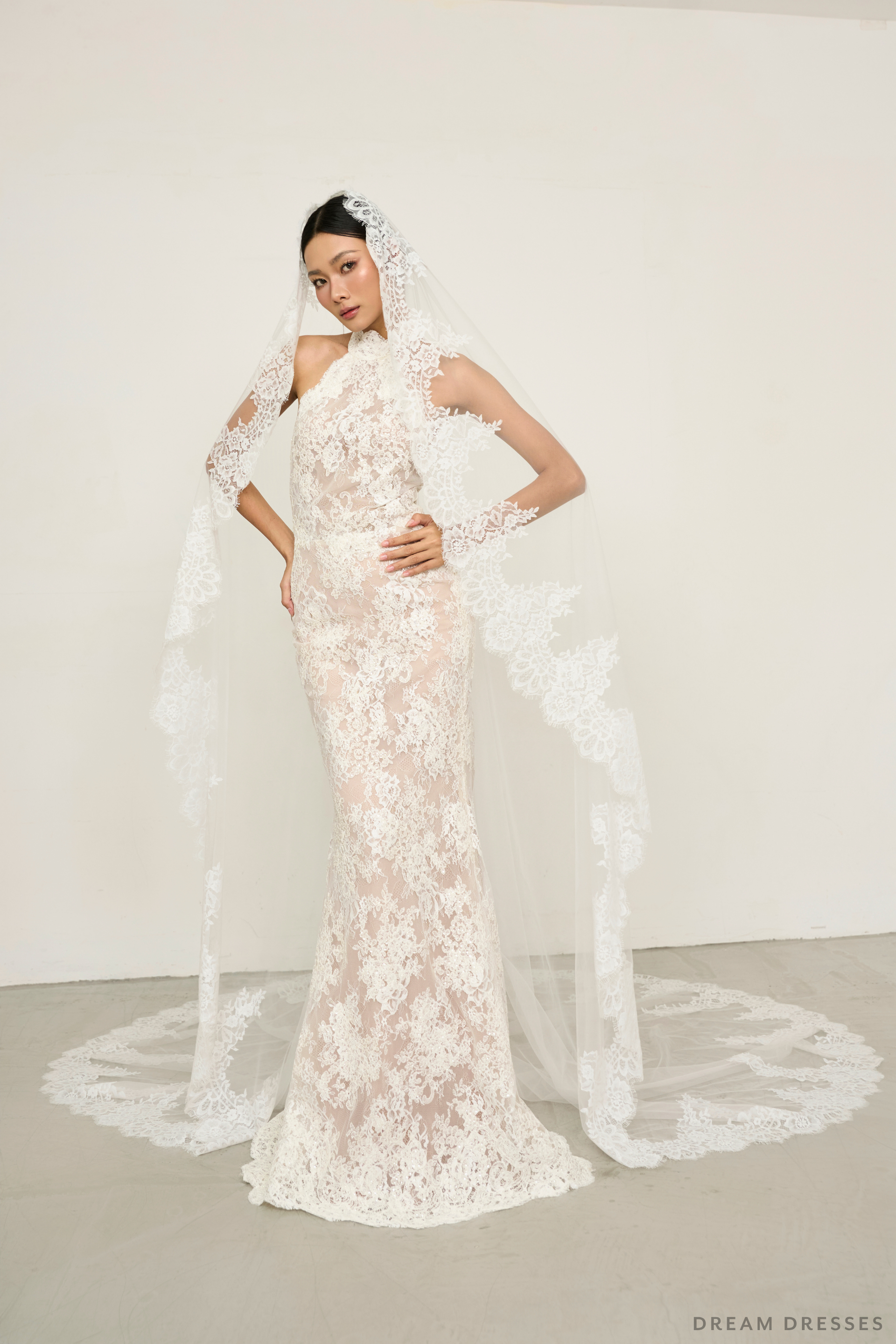 Mantilla Bridal Lace Veil (#ISOLDE) - Dream Dresses by P.M.N.