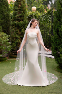 Bridal Veil with 3D Flowers (#ESIYA) - Dream Dresses by P.M.N.