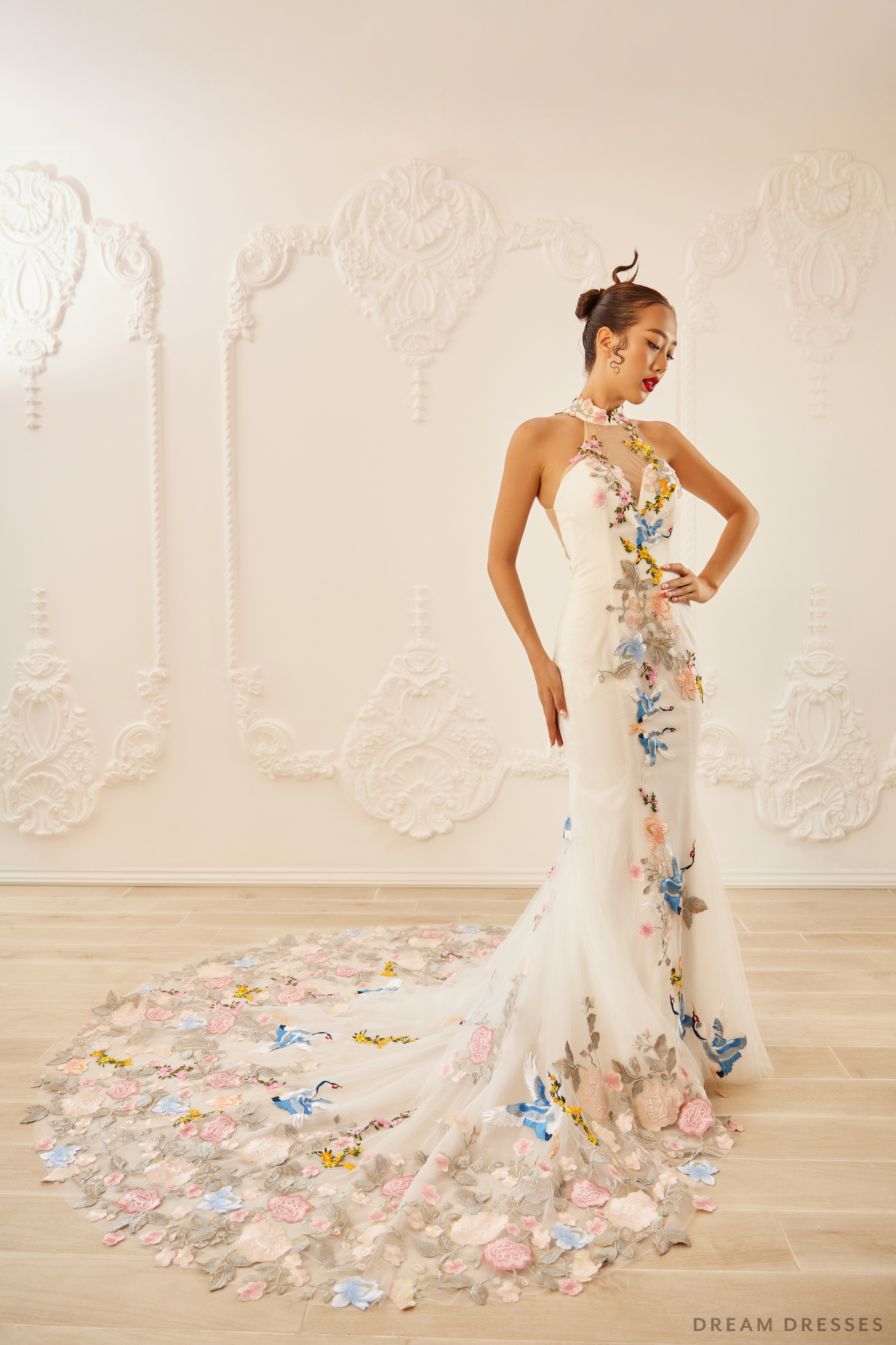 White Bridal Cheongsam | Couture Lace Modern Cheongsam (#LANNA) - Dream Dresses by P.M.N.