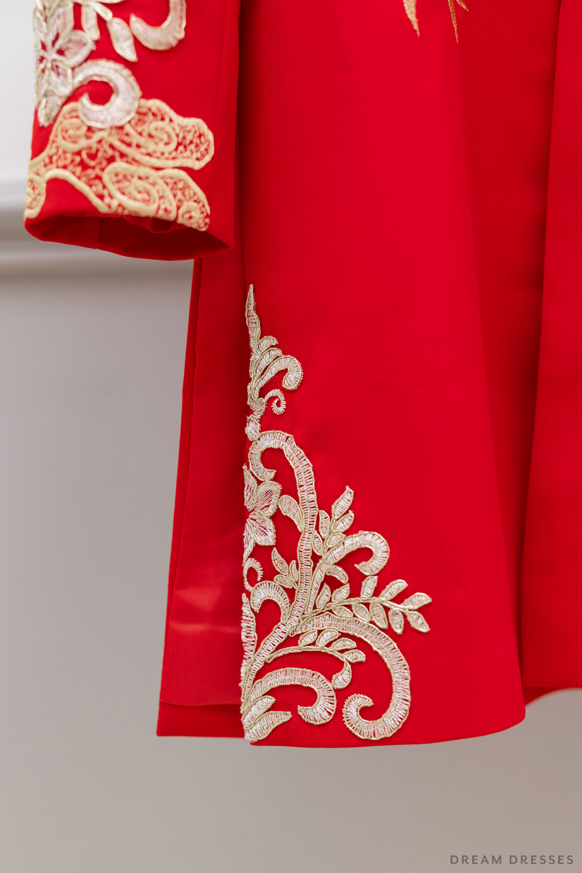 Red and Gold Groom Jacket with Dragon Embroidery| Red Chinese Tang Suit (#Khang) - Dream Dresses by P.M.N.